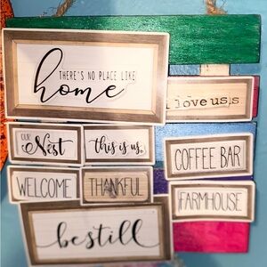 Rustic Wooden Sign Set with Inspirational Quotes